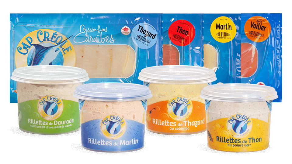 Produits Cap Creole: Rillettes et tranches de  Thon, Marlin, Thazard